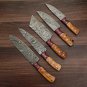 Handmade Damascus Chef set Of 5pcs With Leather,Damascus Knife Set,Damascus Chef Knife