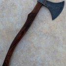 Handmade Damascus Steel Viking Axe Stunning Walnut wood Handle With Leather Sheath