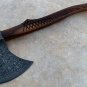 Handmade Damascus Steel Viking Axe Stunning Walnut wood Handle With Leather Sheath