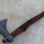 Handmade Damascus Steel Viking Axe Stunning Walnut wood Handle With Leather Sheath
