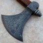 Handmade Damascus Steel Viking Axe Stunning Walnut wood Handle With Leather Sheath