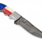 Damascus Steel Hunting Skinner Knife With Leather Sheath