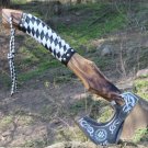 Hand-Forged Carbon Steel Viking Axe with Rose Wood Carving Axe Best BirthdayAnniversary Gift For Him