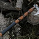 Hand-Forged Carbon Steel Viking Axe with Rose Wood Carving Axe Best BirthdayAnniversary Gift For Him