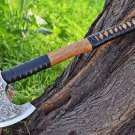 Custom Gift Forged Carbon Steel Viking Axe Hatchet Rose Wood Shaft Bearded Camping Axe Best Birthday