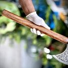Custom Gift Forged Carbon Steel Viking Axe with Rose Wood Shaft, Viking Bearded Camping Axe