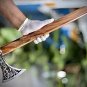 Custom Gift Forged Carbon Steel Viking Axe with Rose Wood Shaft, Viking Bearded Camping Axe