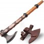 HAND FORGED VIKING Axe Christmas Gift For Him Carbon Steel Axe Rose Wood Shaft Viking Ragnar Axe