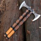 Custom Gift Forged Carbon Steel Viking Axe Rose Wood Shaft Viking Bearded Camping Axe Best Birthday