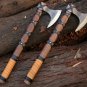 Custom Gift Forged Carbon Steel Viking Axe Rose Wood Shaft Viking Bearded Camping Axe Best Birthday