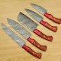 Handmade Damascus Chef set 5pcs With Leather Damascus Knife Damascus Chef Knife Full Kitchen Knife