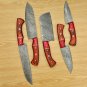 Handmade Damascus Chef set 5pcs With Leather Damascus Knife Damascus Chef Knife Full Kitchen Knife