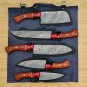 Handmade Damascus Chef set 5pcs With Leather Damascus Knife Damascus Chef Knife Full Kitchen Knife