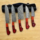 Handmade Damascus Chef set 5pcs With Leather Damascus Knife Set Damascus Chef Knife Kitchen Knife