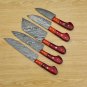 Handmade Damascus Chef set 5pcs With Leather Damascus Knife Set Damascus Chef Knife Kitchen Knife