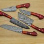 Handmade Damascus Chef set 5pcs With Leather Damascus Knife Set Damascus Chef Knife Kitchen Knife
