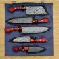 Handmade Damascus Chef set 5pcs With Leather Damascus Knife Set Damascus Chef Knife Kitchen Knife