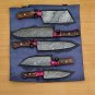 Handmade Damascus Chef set Of 5pcs With Leather,Damascus Knife Set,Damascus Chef Knife Kitchen Knife