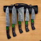 Handmade Damascus Chef set 5pcs With Leather Damascus Knife Set Damascus Chef Knife Kitchen Knife