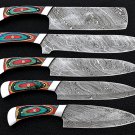 Handmade Damascus Steel Chef Knives Set Chef set Gift for Chef,Kitchen set Husband gift Wedding gift