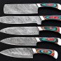 Handmade Damascus Steel Chef Knives Set Chef set Gift for Chef,Kitchen set Husband gift Wedding gift