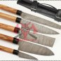 Custom Eye Catching Chef Set Damascus Kitchen 5pc Professional Chef Knife Set Chef Set With Sheath