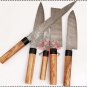 Custom Eye Catching Chef Set Damascus Kitchen 5pc Professional Chef Knife Set Chef Set With Sheath