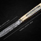 Custom Handmade Balisong Butterfly Knife Brass with Bone World Class Knives+Leather Sheath