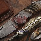 Personalized Custom Handmade Damascus Steel Eye Catching Pocket Folding Knife