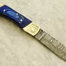 Custom Handmade Damascus Steel Pocket Knife Folding Blade Wood Handle 7"+sheath