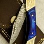 Custom Handmade Damascus Steel Pocket Knife Folding Blade Wood Handle 7"+sheath