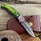 Custom Handmade Damascus Steel Pocket Folding Knife with Wooden Sheet Handle