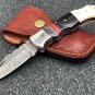 Handmade Damascus Steel Beautiful Design Pocket Folding Knife with Wooden Handle
