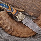 Custom Pocket Knife Handmade Damascus Folding Knife with Sheath and Camping