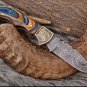 Custom Pocket Knife Handmade Damascus Folding Knife with Sheath and Camping