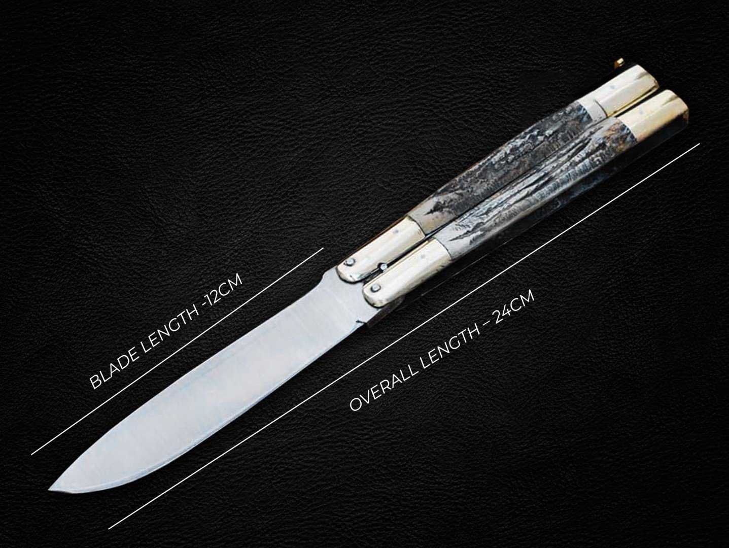 Personalized D2 TOOL STEEL ORIGINAL Folding KnifeBrass with Jigged Bone Inserts