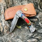 Handmade Damascus Steel Functional EDC Pocket Folding Knife with Multi Sheet
