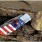 Handmade Damascus Steel with American Flag Handle Functional EDC Pocket Folding Knife