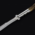Personalized 440C ORIGINAL Folding Knife Stainless Steel with Philippine Deer Horn Inserts