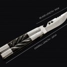 Personalized 440c Stainless steel Folding Knife with Carabao Horn Inserts With Leather Sheath