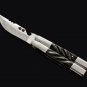 Personalized 440c Stainless steel Folding Knife with Carabao Horn Inserts With Leather Sheath