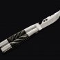 Personalized 440c Stainless steel Folding Knife with Carabao Horn Inserts With Leather Sheath