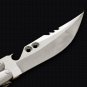 Personalized 440c Stainless steel Folding Knife with Carabao Horn Inserts With Leather Sheath