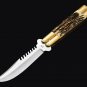 Personalized 440c Stainless steel Folding Knife Brass with Philippine Deer Horn Inserts