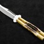 Personalized 440c Stainless steel Folding Knife Brass with Philippine Deer Horn Inserts