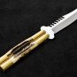 Personalized 440c Stainless steel Folding Knife Brass with Philippine Deer Horn Inserts