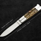 Personalized Custom 440c Stainless steel Folding Knife Brass with Deer Horn Inserts