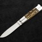 Personalized Custom 440c Stainless steel Folding Knife Brass with Deer Horn Inserts