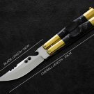 Personalized Custom 440c Stainless steel Folding Knife Brass with Carabao Horn Inserts