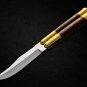 Personalized Custom 440c Stainless steel Folding Knife Brass with Kamagong Wood Inserts
